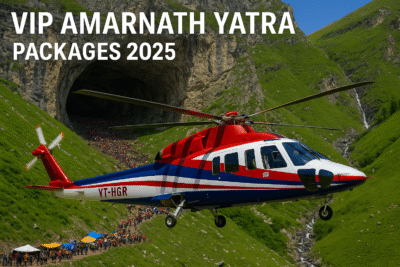 Helicopter flying near Amarnath Cave for VIP Yatra 2025