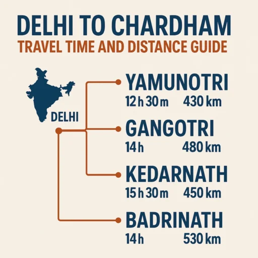 Delhi to Chardham Travel Time and Distance Guide