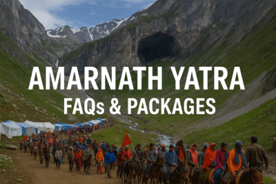 Pilgrims trekking to the Amarnath Cave – answering top FAQs about Amarnath Yatra 2025 including routes, registration, and travel packages.