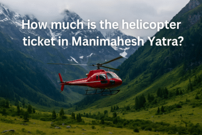 Helicopter flying over the Himalayas en route to Manimahesh Lake during the sacred Yatra.