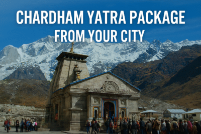Pilgrims embark on the sacred Chardham Yatra from their city, journeying through the majestic Himalayas to the four holy shrines.