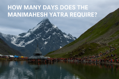 Pilgrims trekking along the scenic route to Manimahesh Lake as part of the Manimahesh Yatra itinerary