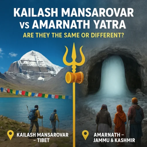 Pilgrims comparing Kailash Mansarovar Yatra and Amarnath Yatra spiritual journeys.