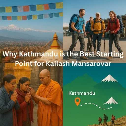 Pilgrims starting Kailash Mansarovar Yatra from Kathmandu with Himalayan backdrop