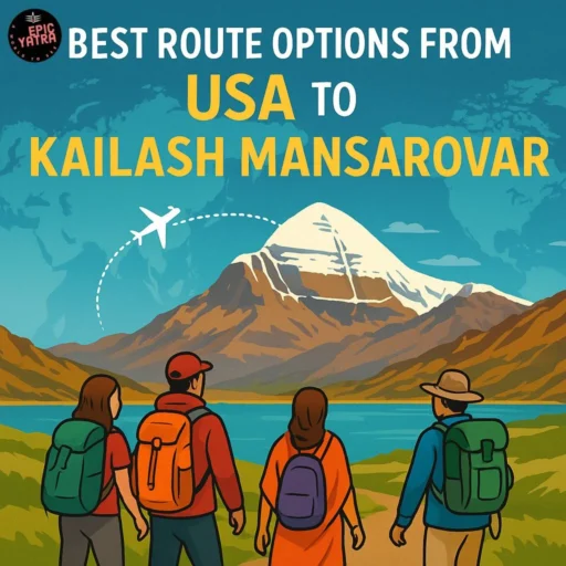 Pilgrims traveling from USA to Kailash Mansarovar with scenic Himalayan backdrop