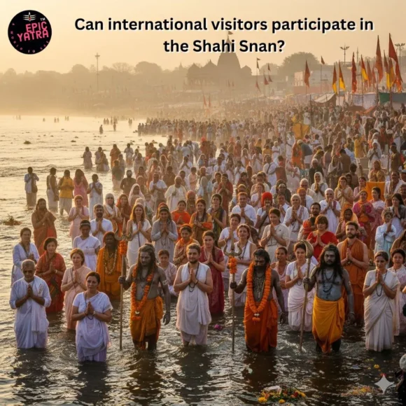 Can international visitors participate in the Shahi Snan?