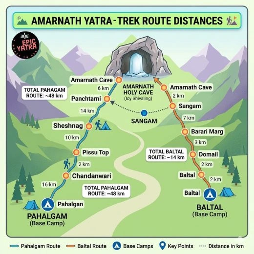 Amarnath Trek Route Distance